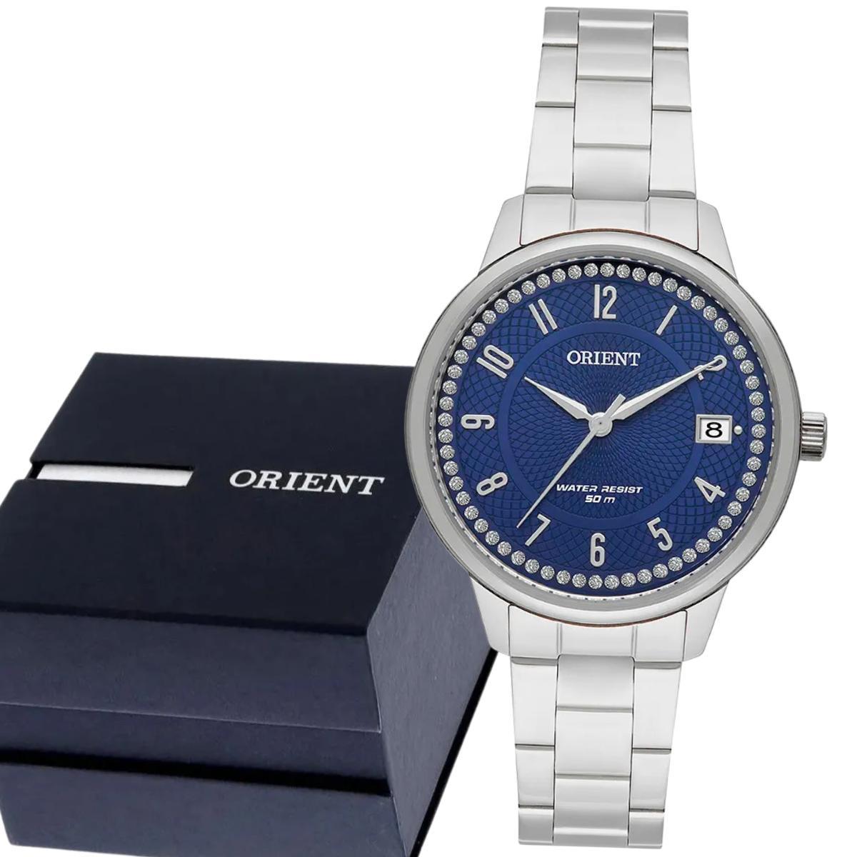 Relógio Feminino Orient Azul Feminino c/ Pedras FBSS1199D2SX