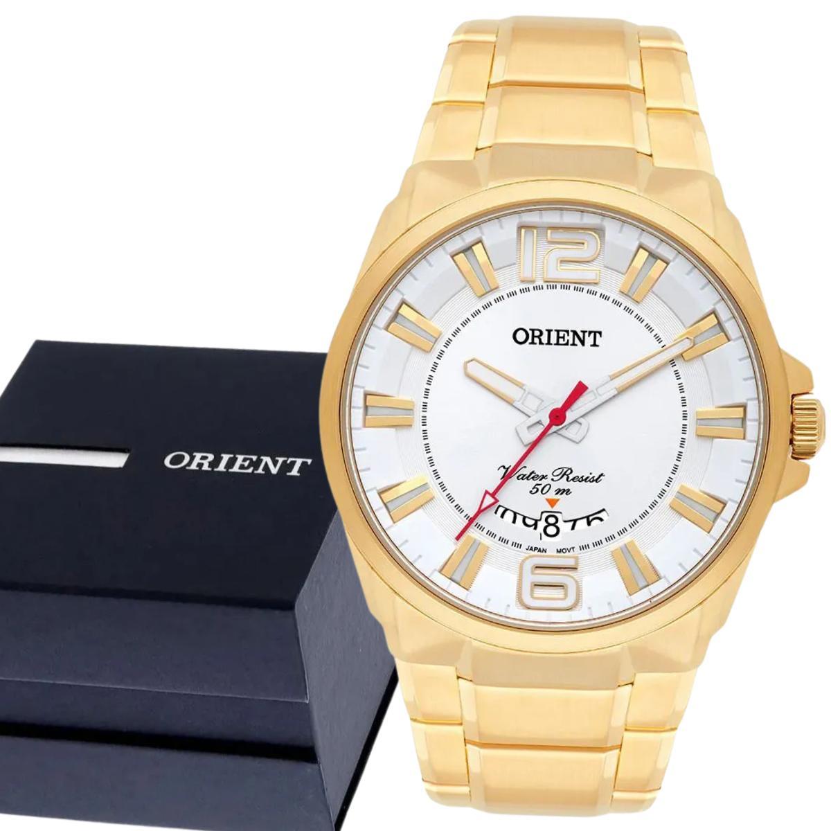 Relógio Masculino Orient Analógico Dourado MGSS1157S2KX