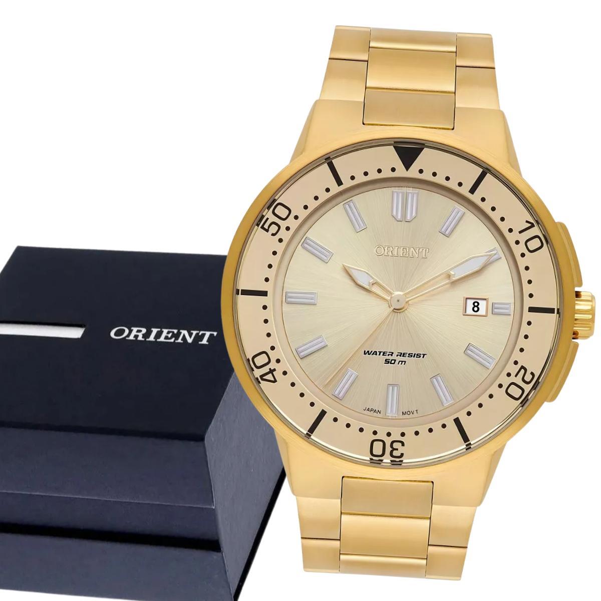 Relógio Masculino Orient Analógico Dourado MGSS1266C1KX