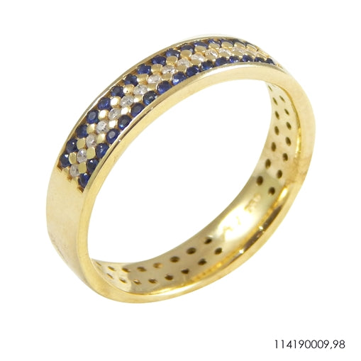 Anel Cravejado com Brilhante Dourado Ouro 18K