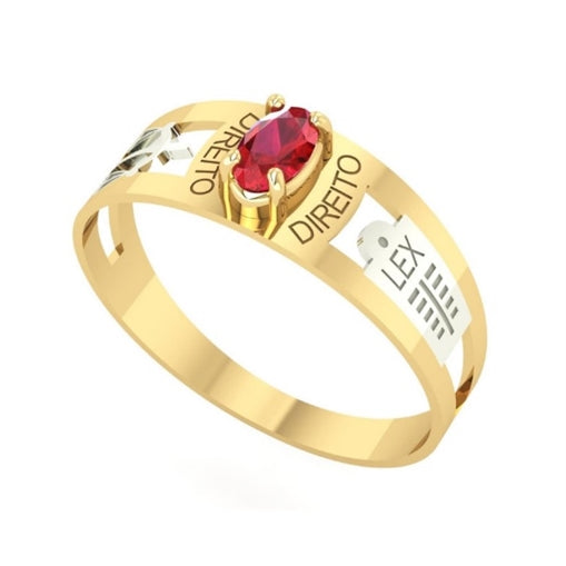 Anel de Formatura Direito Ouro 18k com Zircônia