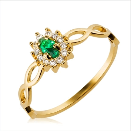 Anel de Formatura Ouro 18k Aro Torcido com Zirconia Navete